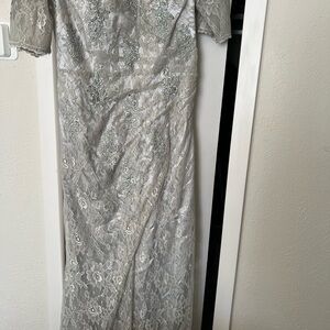 Elegant Silver Lace Dress